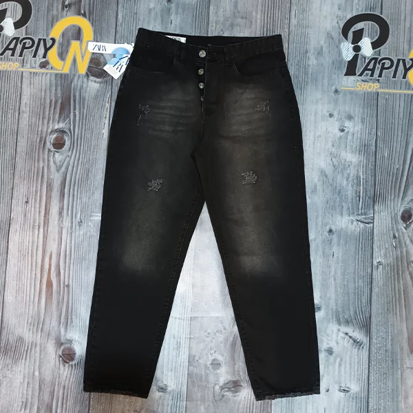 شلوار جین مام استایل مردانه زغالی شلوار جین مام استایل مردانه زغالی